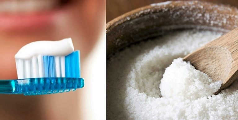 Kết hợp kem đánh răng với muối giúp diệt khuẩn trên da, loại bỏ nám hình thành